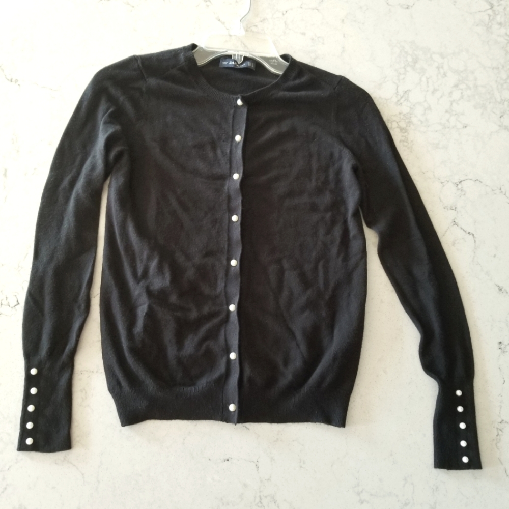 Zara chanel style sweater with pearls
